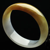 冰种黄翡缅甸翡翠A货贵妃镯（53.2mm-47.9mm）