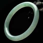 糯冰种晴水缅甸翡翠A货圆条手镯（53.4mm）
