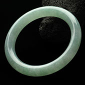 糯冰种晴水缅甸翡翠A货圆条手镯（53.3mm）