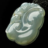 糯冰种晴水缅甸翡翠A货如意挂件