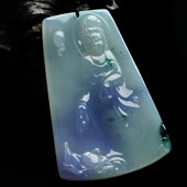 冰种紫罗兰飘花缅甸翡翠A货站观音挂件