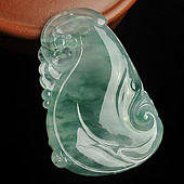 冰种飘花缅甸翡翠A货如意挂件