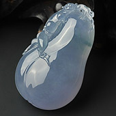 冰种紫罗兰略飘花缅甸翡翠A货福瓜挂件