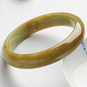 糯冰种褐黄翡缅甸翡翠A货手镯（58mm）