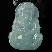 冰种晴水缅甸翡翠A货观音挂件