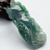 糯冰种飘翠缅甸翡翠A货人生如意挂件