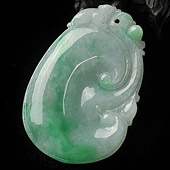 糯冰种翠色缅甸翡翠A货如意挂件