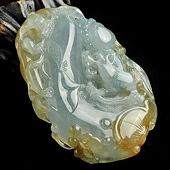 冰种晴水褐黄翡缅甸翡翠A货万事如意挂件