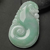 糯冰种豆色缅甸翡翠A货龙行如意挂件