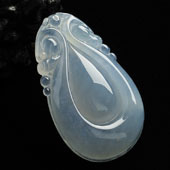 冰种淡紫罗兰缅甸翡翠A货双龙如意挂件