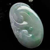 糯冰种飘翠缅甸翡翠A货如意挂件