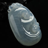 冰种淡紫罗兰缅甸翡翠A货如意挂件