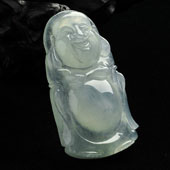 冰种晴水缅甸翡翠A货站佛挂件