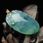 冰种飘花缅甸翡翠A货福瓜挂件