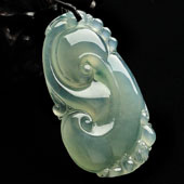 冰种飘花缅甸翡翠A货如意挂件