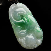 糯冰种飘翠缅甸翡翠A货如意寿挂件