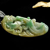 糯冰种黄加绿缅甸翡翠A货龙行如意挂件