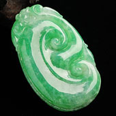 糯冰种翠色缅甸翡翠A货如意挂件