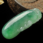 糯冰种翠色缅甸翡翠A货福瓜挂件