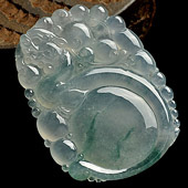 冰种飘花缅甸翡翠A货龙行如意挂件