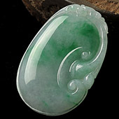 糯冰种翠色缅甸翡翠A货如意挂件