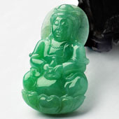 糯冰种豆色缅甸翡翠A货观音挂件