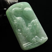 糯冰种豆色缅甸翡翠A货虎牌挂件