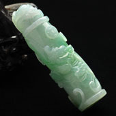 糯冰种晴水缅甸翡翠A货龙柱挂件