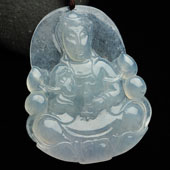 冰种晴水缅甸翡翠A货观音挂件