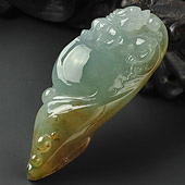 冰种褐黄翡晴水缅甸翡翠A货事事如意挂件