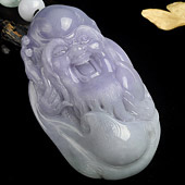 糯冰种紫罗兰缅甸翡翠A货寿星头挂件