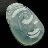 冰种淡晴水缅甸翡翠A货如意挂件