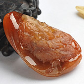 冰种红黄翡缅甸翡翠A货狼首挂件