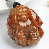 糯冰种红黄翡缅甸翡翠A货蝙蝠挂件