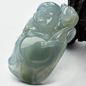 冰种晴水缅甸翡翠A货逍遥佛挂件