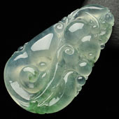 冰种飘花缅甸翡翠A货福寿如意挂件