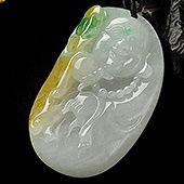冰种三彩缅甸翡翠A货纳福挂件