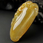 冰种褐黄翡缅甸翡翠A货人生如意挂件