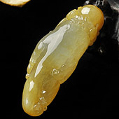 冰种褐黄翡缅甸翡翠A货人生如意挂件