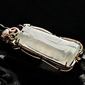 冰玻种淡晴水缅甸翡翠A货镶玫瑰金节节高胸坠（真钻）