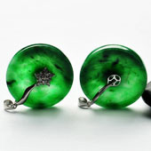 糯冰种癣加绿缅甸翡翠A货镶银平安扣胸坠（水钻）（单价）