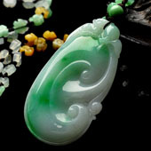 糯冰种飘翠缅甸翡翠A货如意挂件