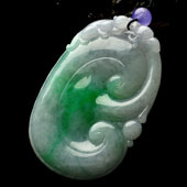 糯冰种飘翠缅甸翡翠A货如意挂件