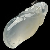 冰种淡晴水缅甸翡翠A货福瓜挂件