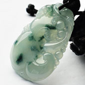 冰种飘花缅甸翡翠A货如意挂件