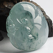 冰种飘花缅甸翡翠A货如意挂件