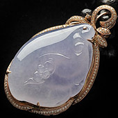 冰种紫罗兰缅甸翡翠A货镶玫瑰金福瓜胸坠（真钻）