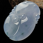 冰种紫罗兰飘花缅甸翡翠A货如意挂件