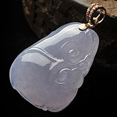 冰种紫罗兰缅甸翡翠A货如意挂件