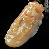 糯冰种粉色缅甸翡翠A货螭龙如意挂件